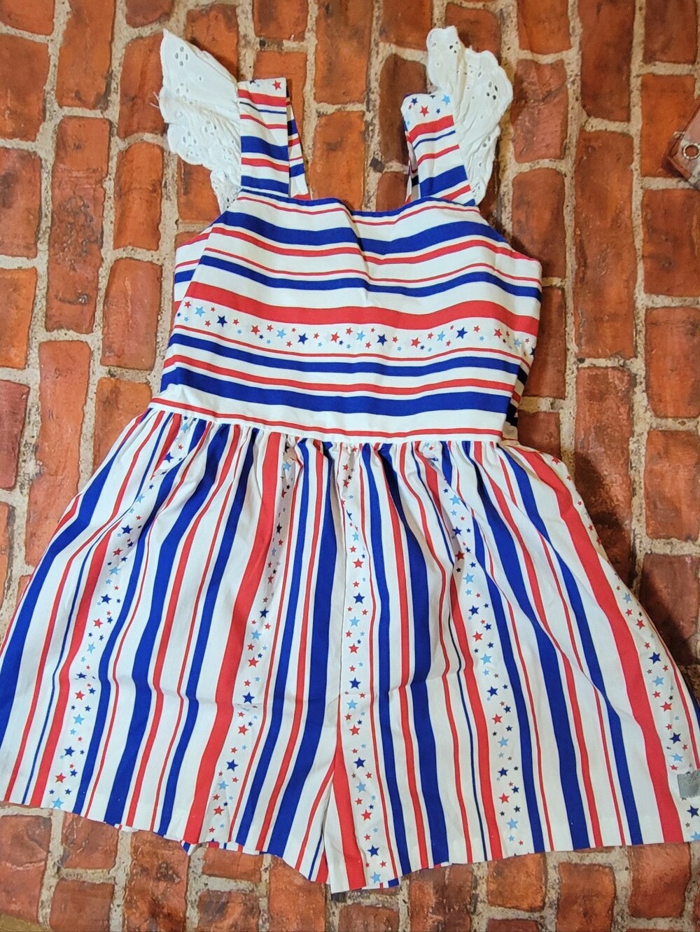 Eleanor Rose Girls 4th Of July Patriotic Romper Size 8 10 8/10 Stars Stripes
